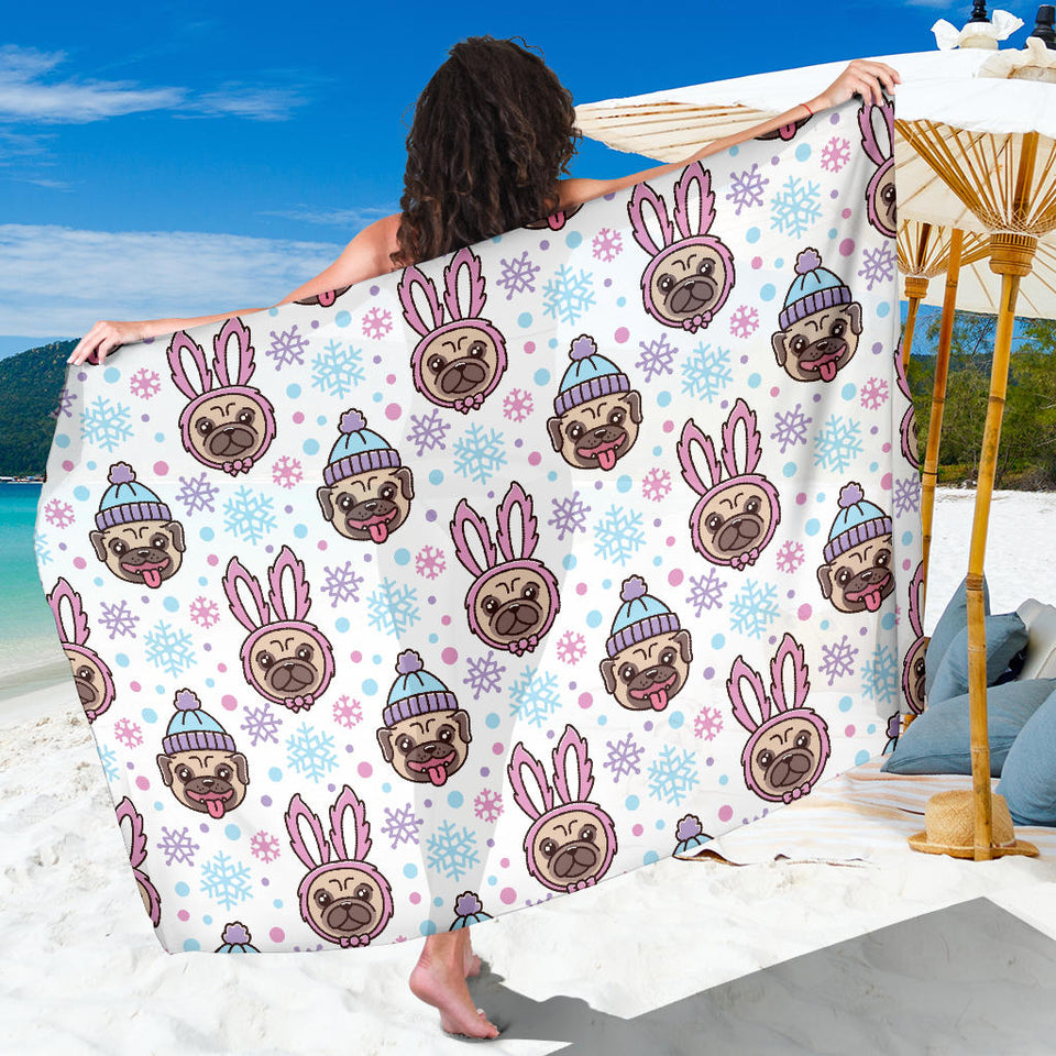 Cute Pug Hat Rabbit Costume Pattern Sarong