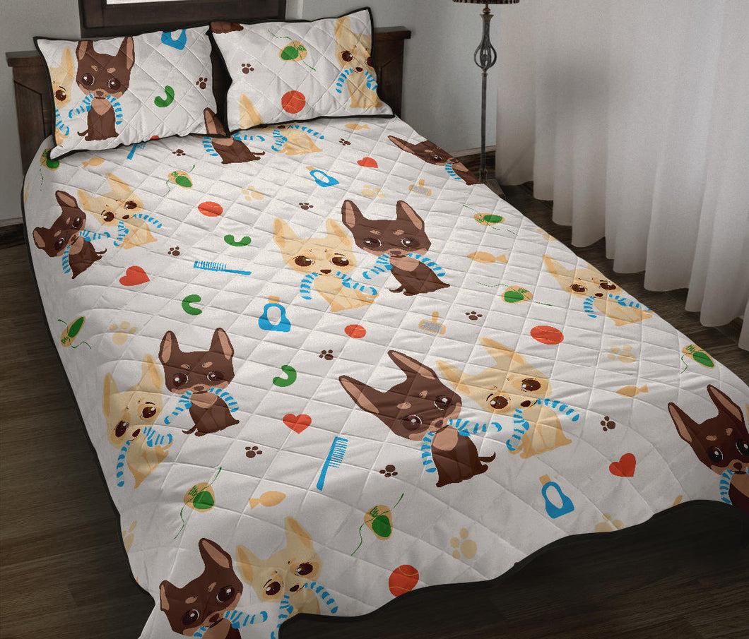 Cute Chihuahua dog pattern Quilt Bed Set