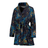 Beautiful Peacock Feather Pattern Women'S Bathrobe