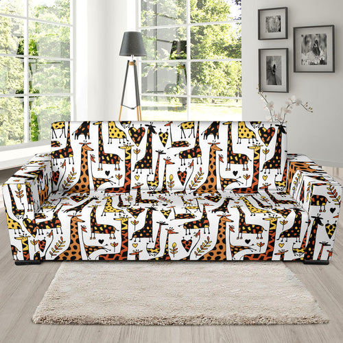 Giraffe Pattern Print Design 05 Sofa Slipcover