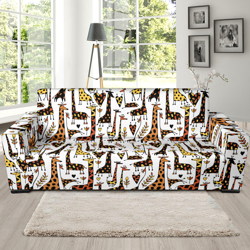 Giraffe Pattern Print Design 05 Sofa Slipcover