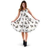 Chihuahua Dog Pattern Sleeveless Midi Dress