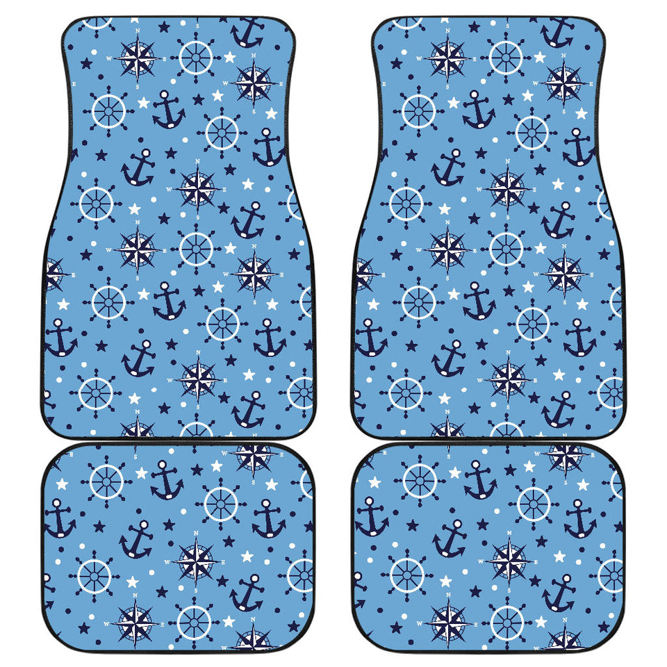 Anchors Rudder Compass Star Nautical Pattern Front And Back Car Mats