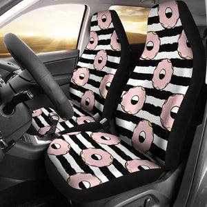 Donuts Pink Icing Striped Pattern Universal Fit Car Seat Covers