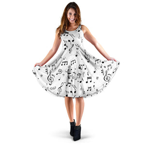 Music Notes Pattern Print Design 04 Sleeveless Midi Dress
