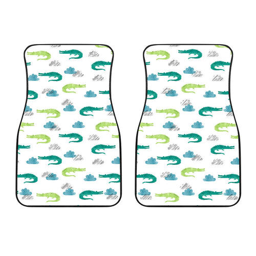 Watercolor Crocodile Pattern Front Car Mats