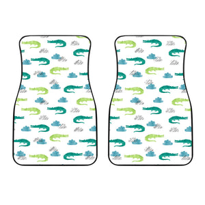 Watercolor Crocodile Pattern Front Car Mats