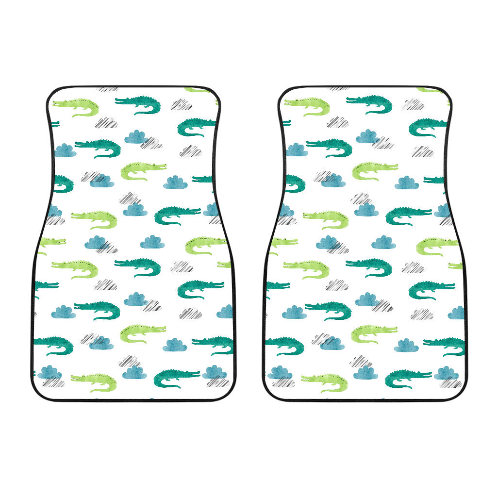 Watercolor Crocodile Pattern Front Car Mats