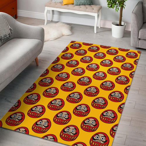 Daruma Japanese Wooden Doll Yellow Background Area Rug