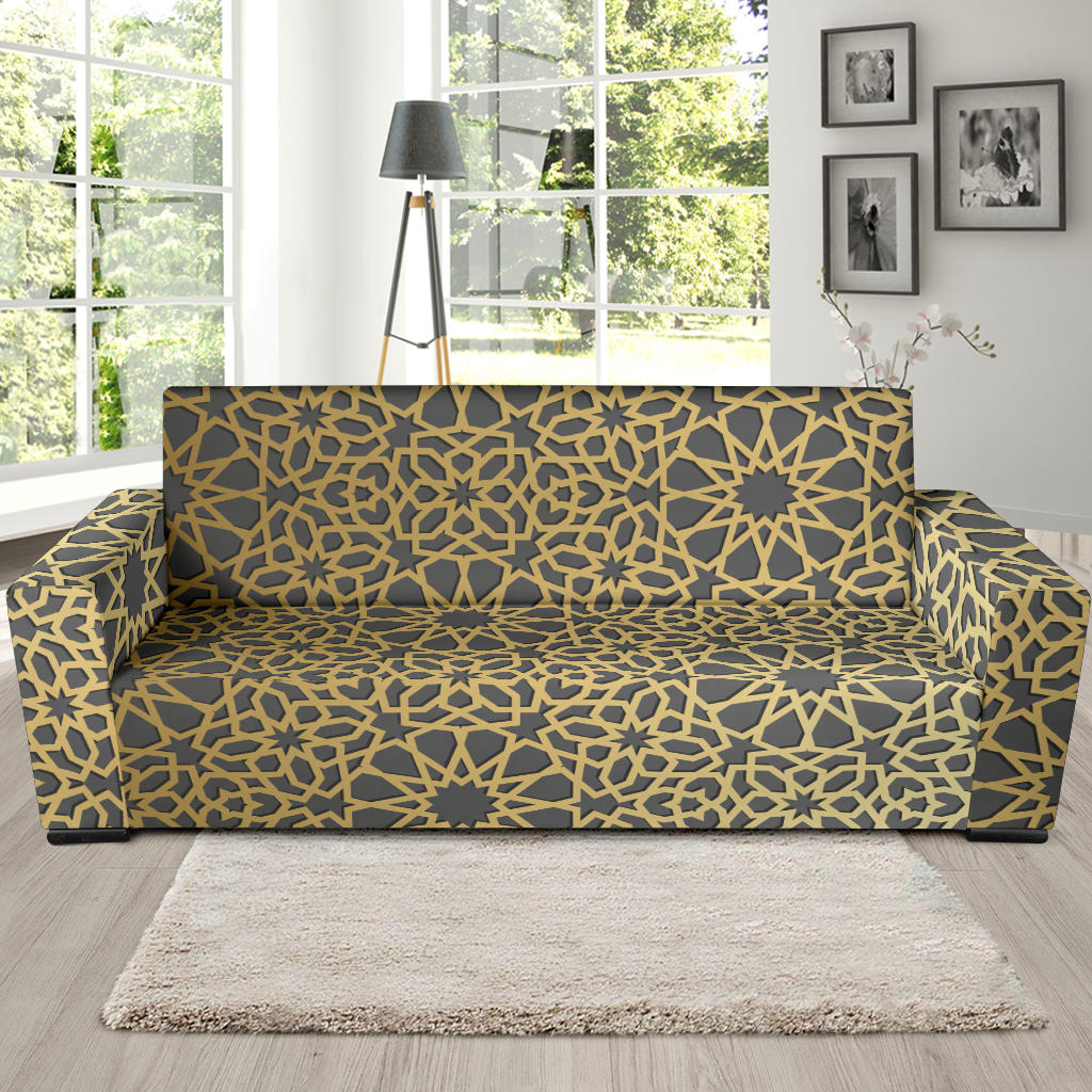 Arabic Star Gold Pattern Sofa Slipcover