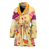 Cake Cupcake Heart Cherry Pattern Women'S Bathrobe