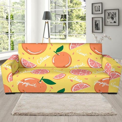 Grapefruit Yellow Background Sofa Slipcover