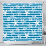Starfish Blue Blackground Shower Curtain Fulfilled In US