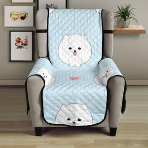 White cute pomeranian pattern Chair Cover Protector