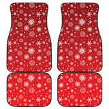 Snowflake Pattern Red Background Front And Back Car Mats
