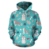 Christmas Cute Siberian Husky Puppie Pattern Men Women Pullover Hoodie