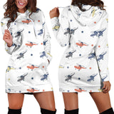 Cute Helicopter Star Pattern Women'S Hoodie Dress