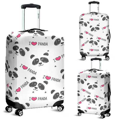 Hand Drawn Faces Of Pandas Pattern Luggage Covers