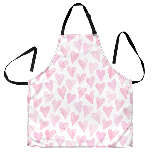 Watercolor Pink Heart Pattern Adjustable Apron