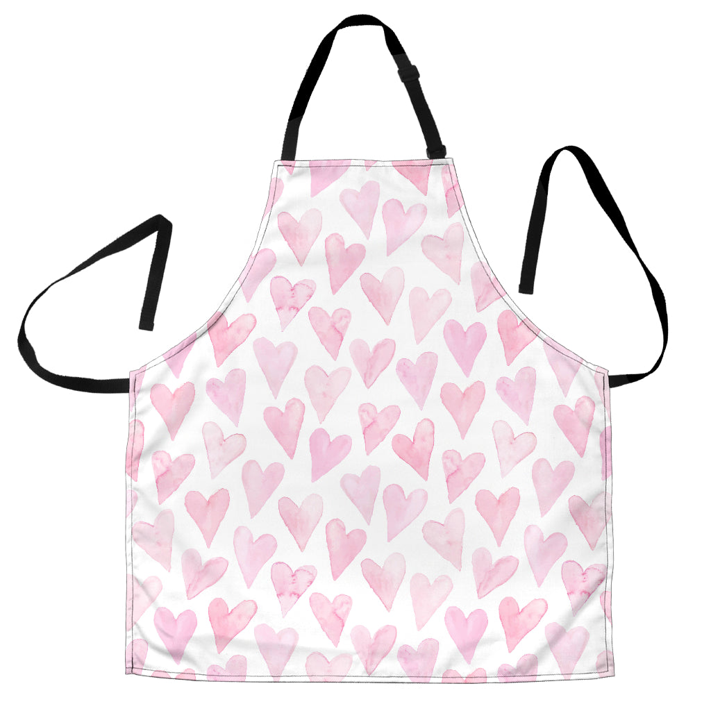 Watercolor Pink Heart Pattern Adjustable Apron