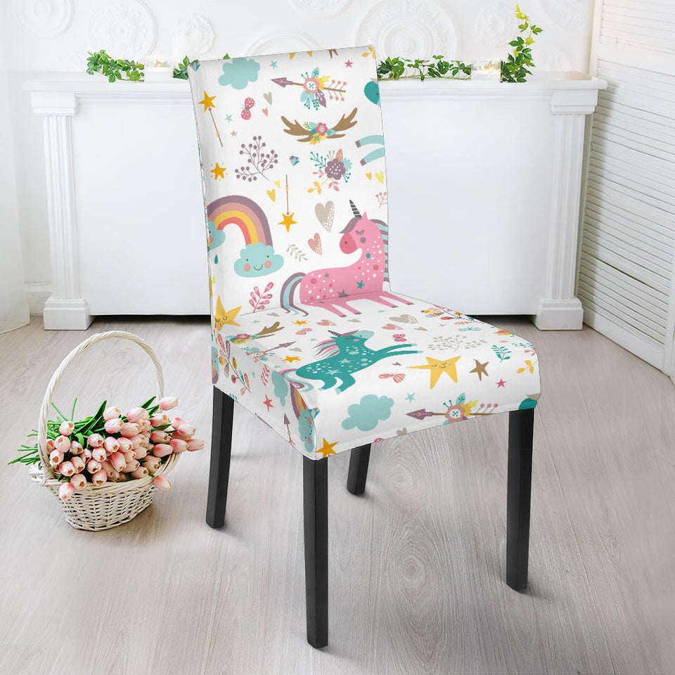 Colorful Unicorn Pattern Dining Chair Slipcover