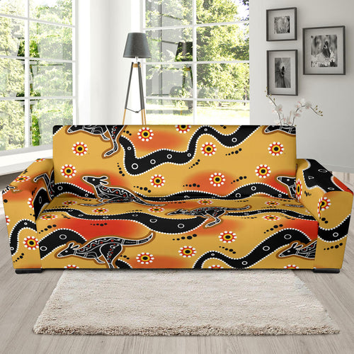 Kangaroo Australian Aboriginal Art Pattern Sofa Slipcover