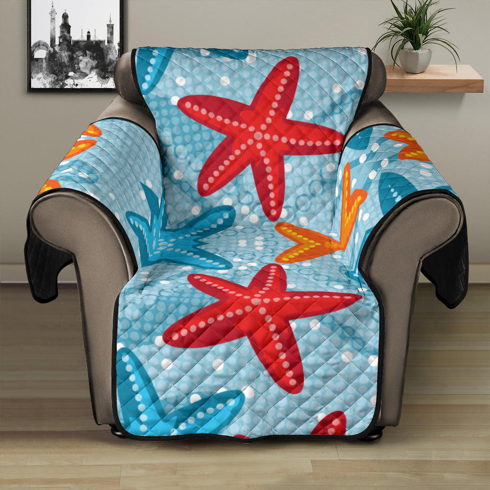 Blue red orange starfish pattern Recliner Cover Protector