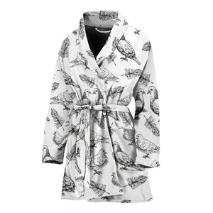 Pigeon Pattern Print Design 05 Women's Bathrobe