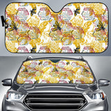 Cool Bee Honeycomb Leaves Pattern Car Sun Shade