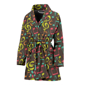 Music Notes Pattern Print Design 05 Women's Bathrobe