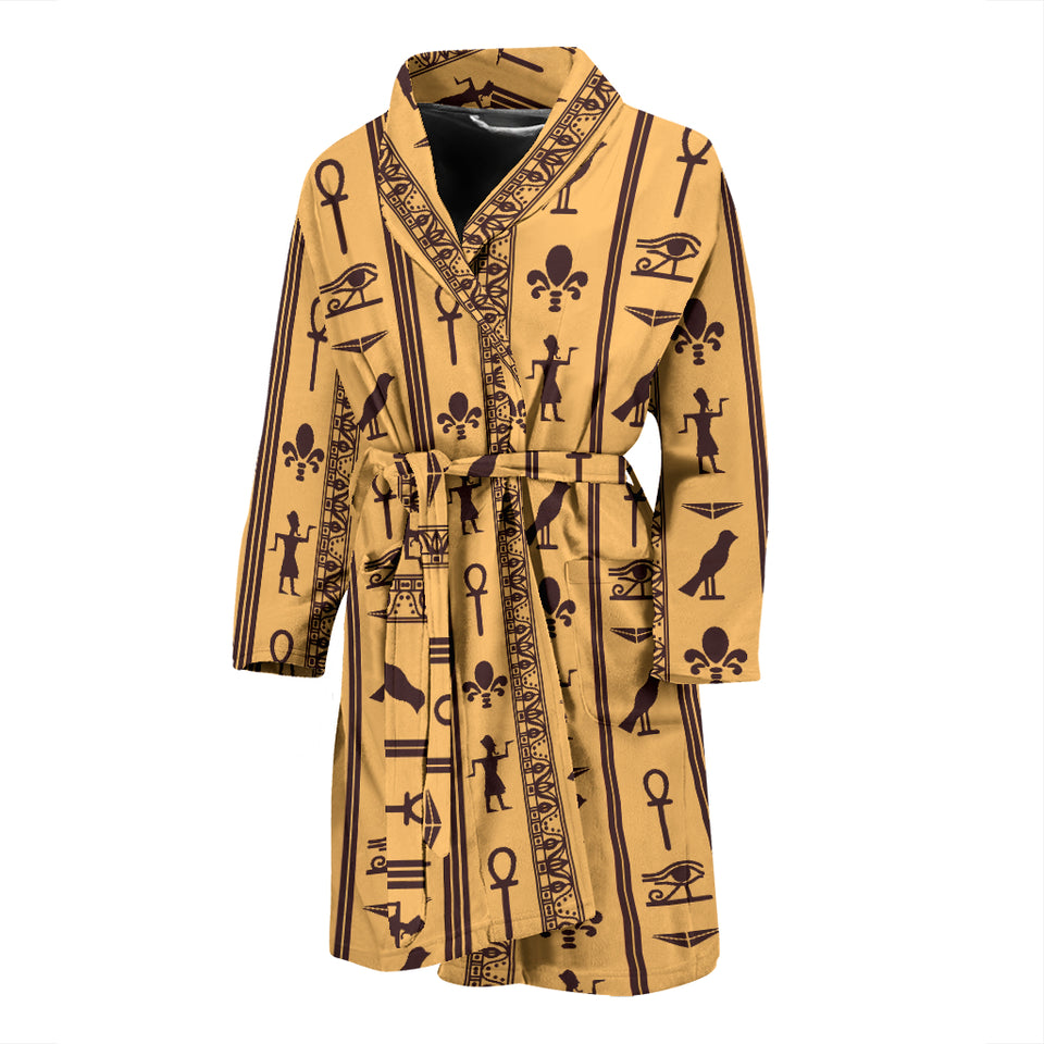 Egypt Hieroglyphics Pattern Print Design 02 Men's Bathrobe