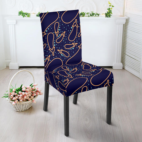 Eggplant Pattern Print Design 04 Dining Chair Slipcover