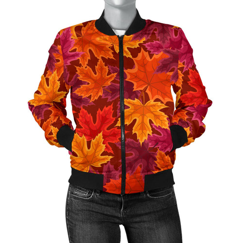 Autumn Maple Leaf Pattern Women'S Bomber Jacket