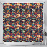 Sugar Skulls Flower Maxican Pattern Shower Curtain Fulfilled In US