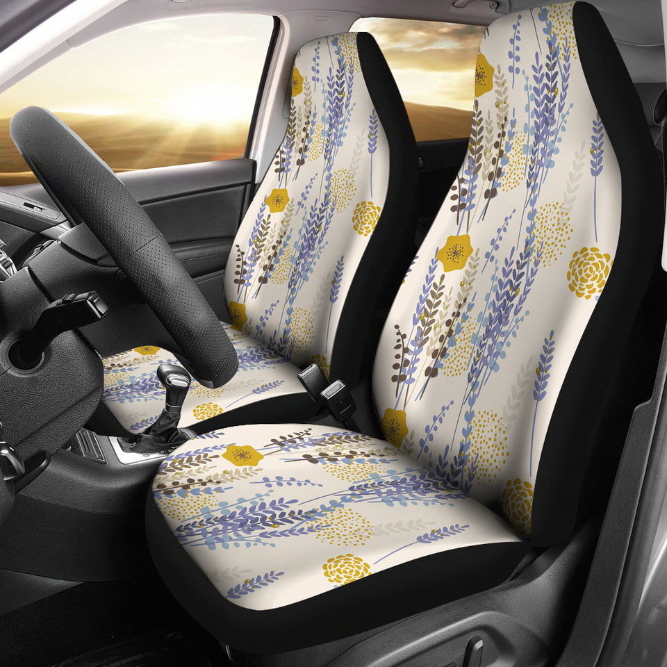 Lavender Modern Pattern Blackground Universal Fit Car Seat Covers