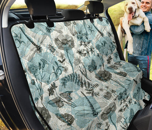 Dragonfly Butterfly Plants Insect Flower Vintage Style Pattern Dog Car Seat Covers
