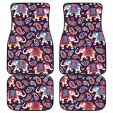 Elephant Indian Style Ornament Pattern Front And Back Car Mats