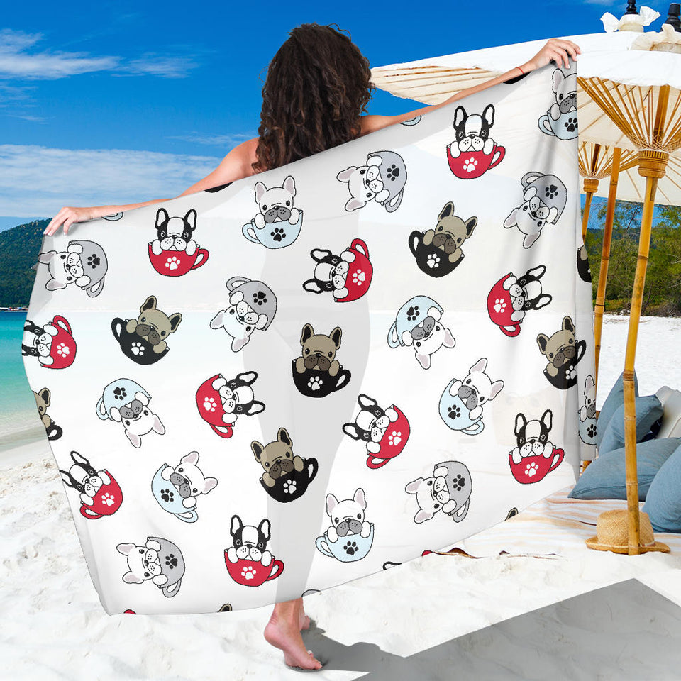 French Bulldog Cup Paw Pattern Sarong