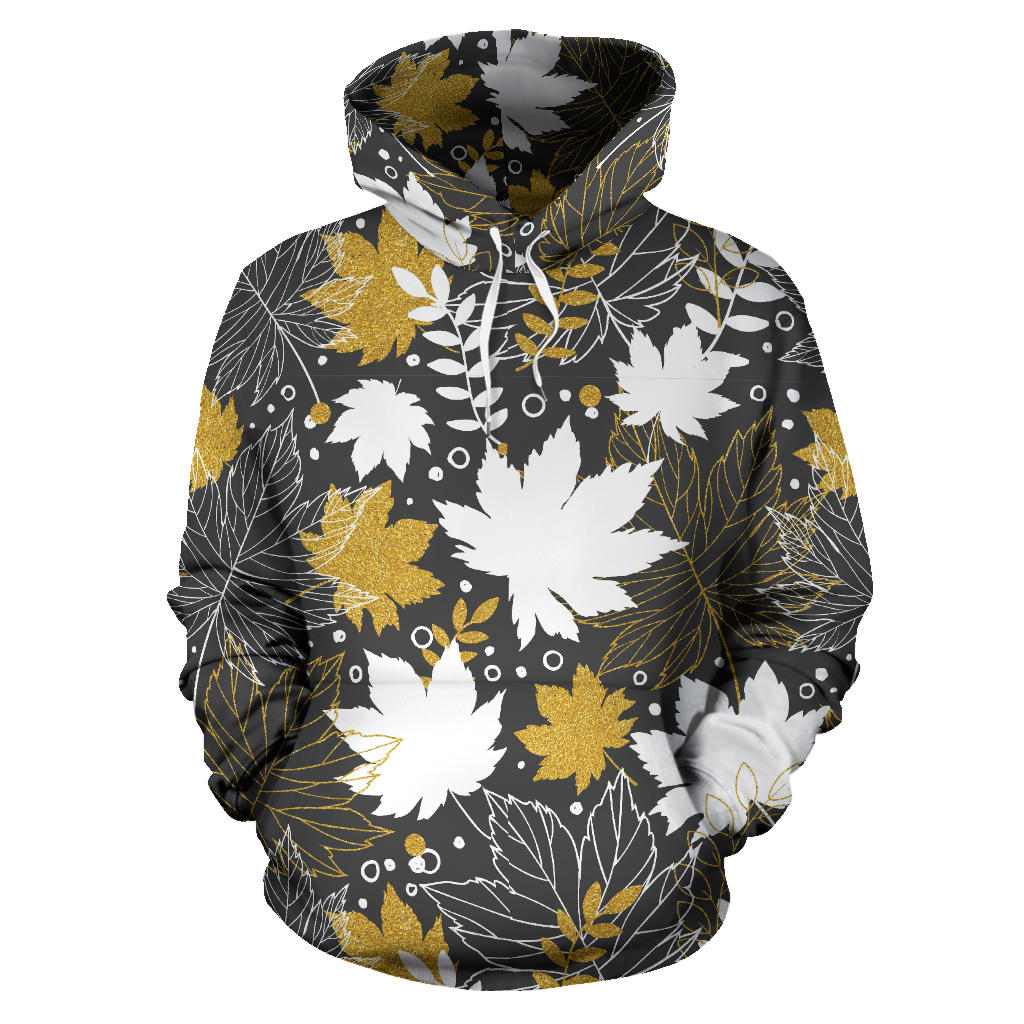 Beautiful Gold Autumn Maple Leaf Pattern Men Women Pullover Hoodie