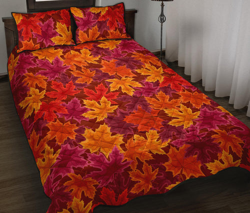 Autumn maple leaf pattern Quilt Bed Set