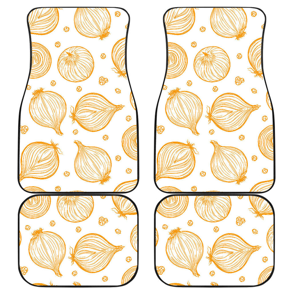 Hand Drawn Onion Pattern Front And Back Car Mats
