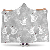 White Swan Gray Background Hooded Blanket
