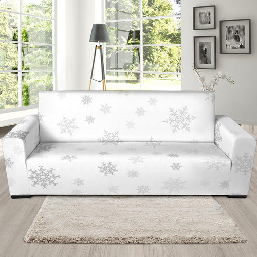 Snowflake Pattern White Background Sofa Slipcover