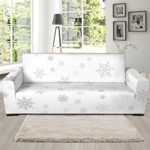 Snowflake Pattern White Background Sofa Slipcover
