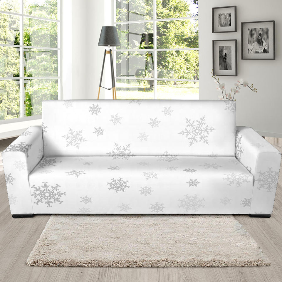 Snowflake Pattern White Background Sofa Slipcover