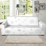 Snowflake Pattern White Background Sofa Slipcover