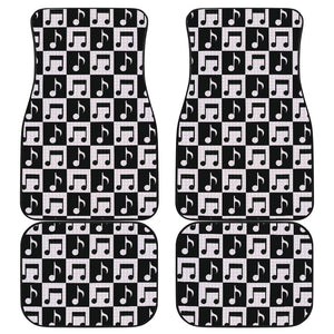 Music Notes Pattern Print Design 01 Front and Back Car Mats