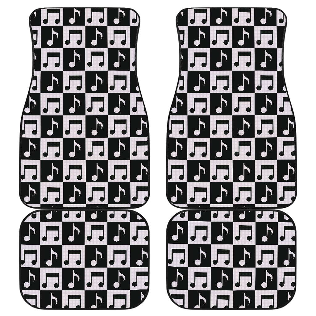 Music Notes Pattern Print Design 01 Front and Back Car Mats