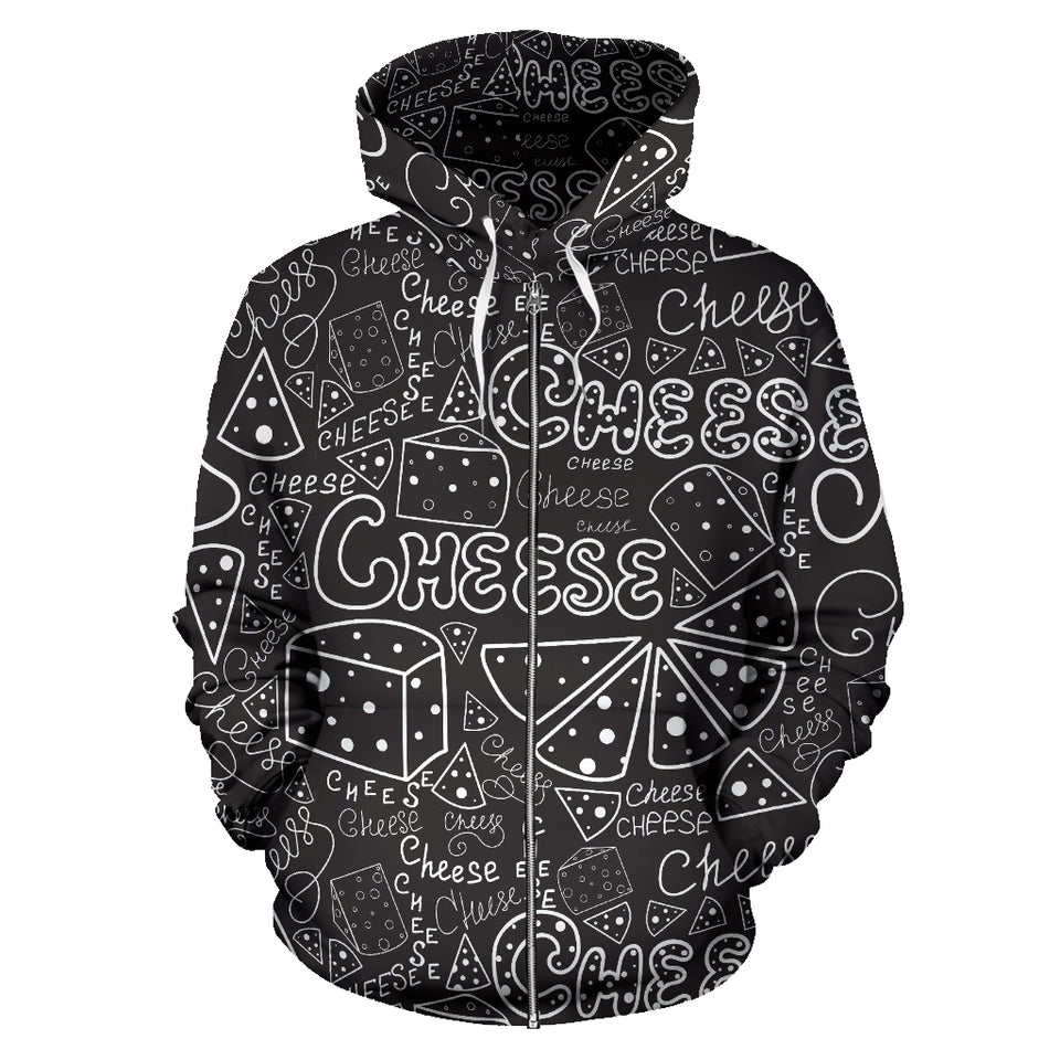 Handwritten Cheese Pattern Zip Up Hoodie
