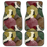 Japanese Cranes Flying Forest Dot Pattern Front And Back Car Mats